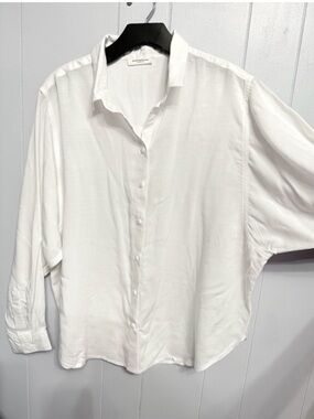 #10)  beachlunchlounge White Casual Relaxed Fit Button-Down Shirt